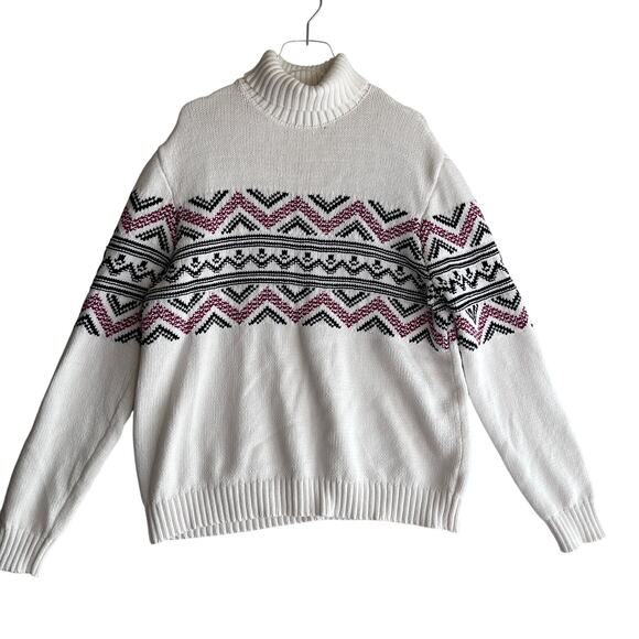 Express Y2K Fair Isle Turtleneck Chunky 3D Knit Cozy Preppy Classic Capsule XL - Picture 1 of 6